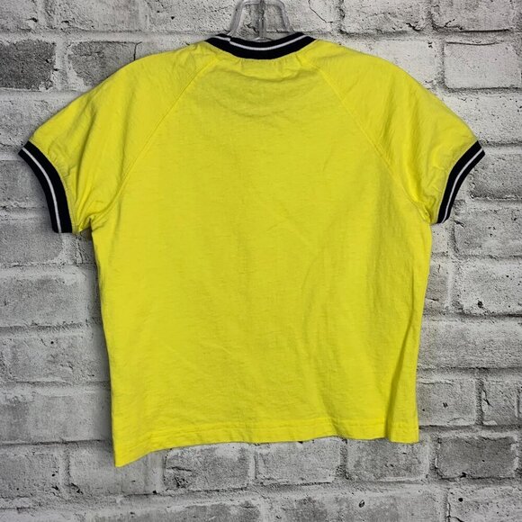 Nike Vintage 90s Centre Swoosh Yellow Short Sleeve Crewneck Cropped Tee - Picture 5 of 12